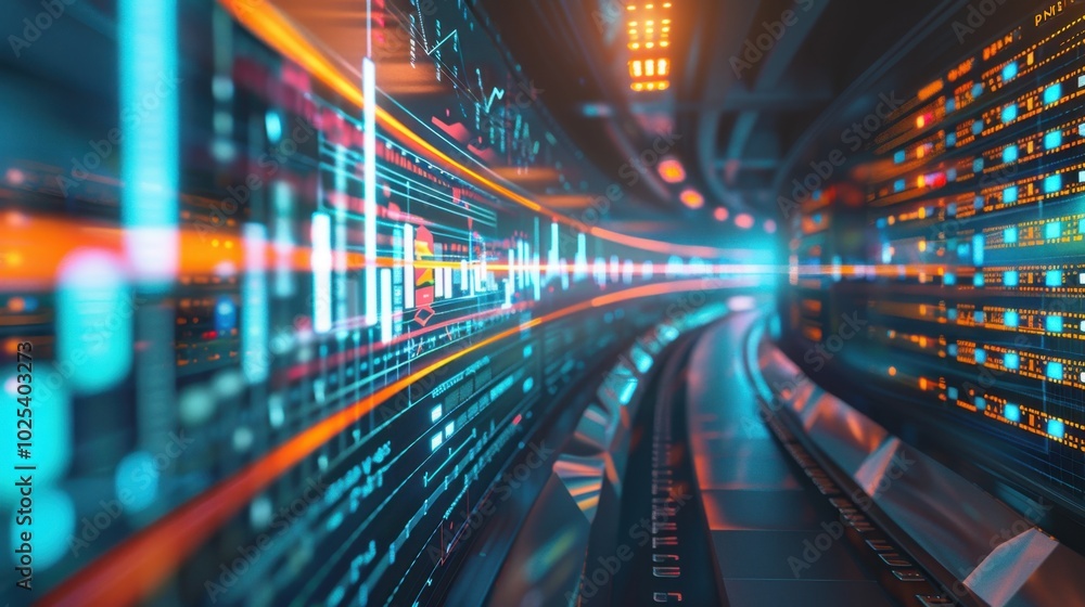 Poster abstract digital data stream with bright colors