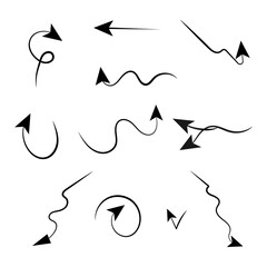 Set of black vector arrows hand drawn arrows 