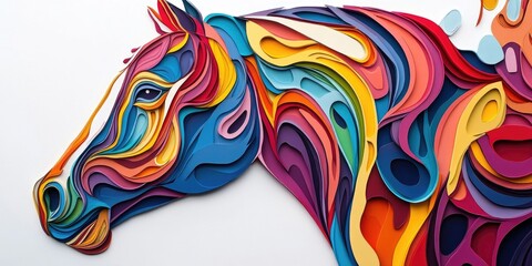 Close-up of a Brabant draft horse's head with eyes shut, set against a white background, Close-up of a Brabant draft horse head with closed eyes on a white background