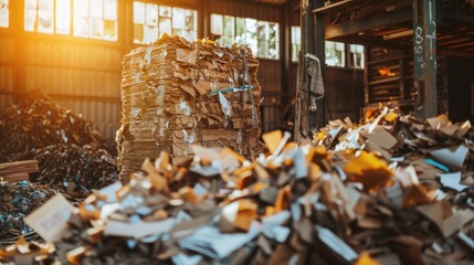 Cardboard Recycling Facility at Sunset