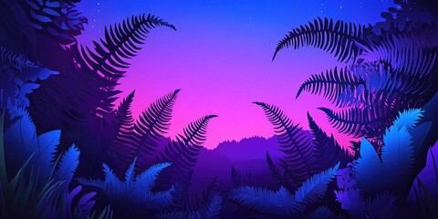 Tree fern at night, Night view of tree fern