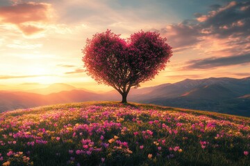 Heart-Shaped Tree in Breathtaking Landscape