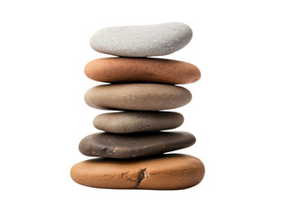 Fototapeta premium Stacked smooth stones, Transparent background.