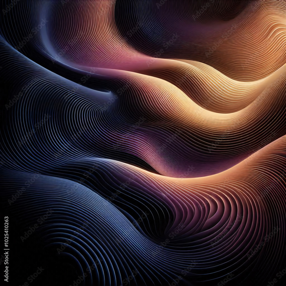 Poster abstract colorful waves, layered and flowing, creating a mesmerizing depth. generative ai.