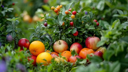 Vibrant Fruit Arrangement on a Green Farm