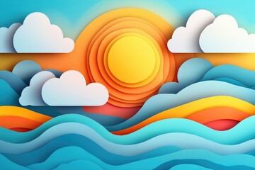 Stunning clouds adorn the sky as the sun begins to set, Beautiful sunset with vibrant clouds in the sky