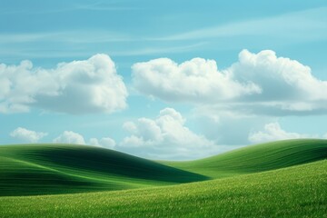 Fototapeta premium cartoon screensaver. the sky with clouds and green grass. place for the text