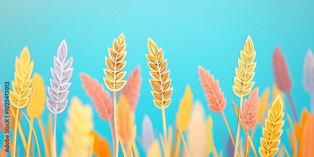 Aufkleber close-up image of golden wheat ears in a field, close-up of golden wheat ears in a field