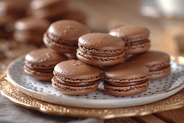 Chocolate Macarons on a Plate