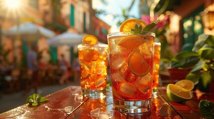 Refreshing Iced Tea with Orange and Mint