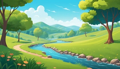 An artwork depicting a river with water coursing through it.
