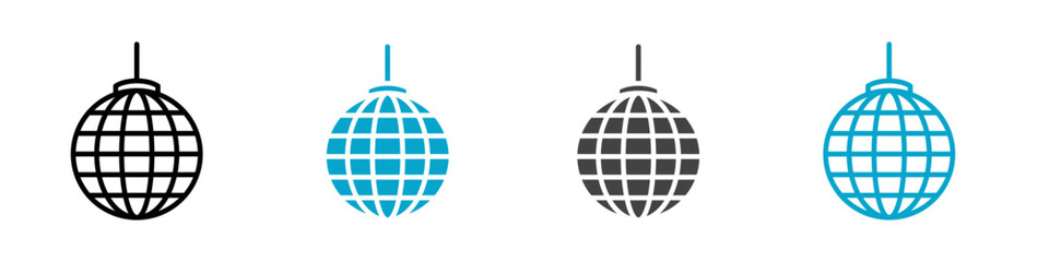 disco ball icon Sign set in black and white