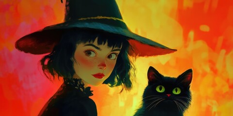 Enchanted Evening: A Witch and Her Cat