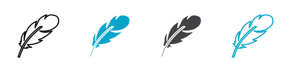 feather icon Sign set in black and white