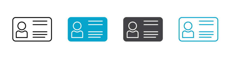 id card icon Sign set in black and white