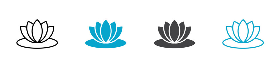 lily flower icon Sign set in black and white