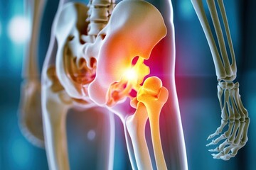 Detailed Human Skeleton Illustration Focusing on Hip Joint