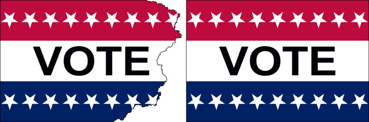 American Vote flags vector. Standard flag and with torn edges