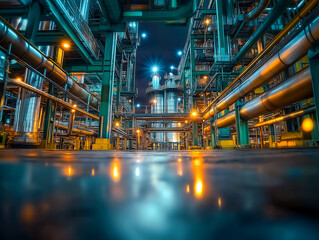 Obraz premium city industrial plant at night