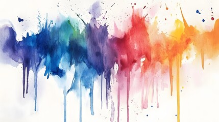 Fototapeta premium Abstract Watercolor Rainbow with Drips and Splashes