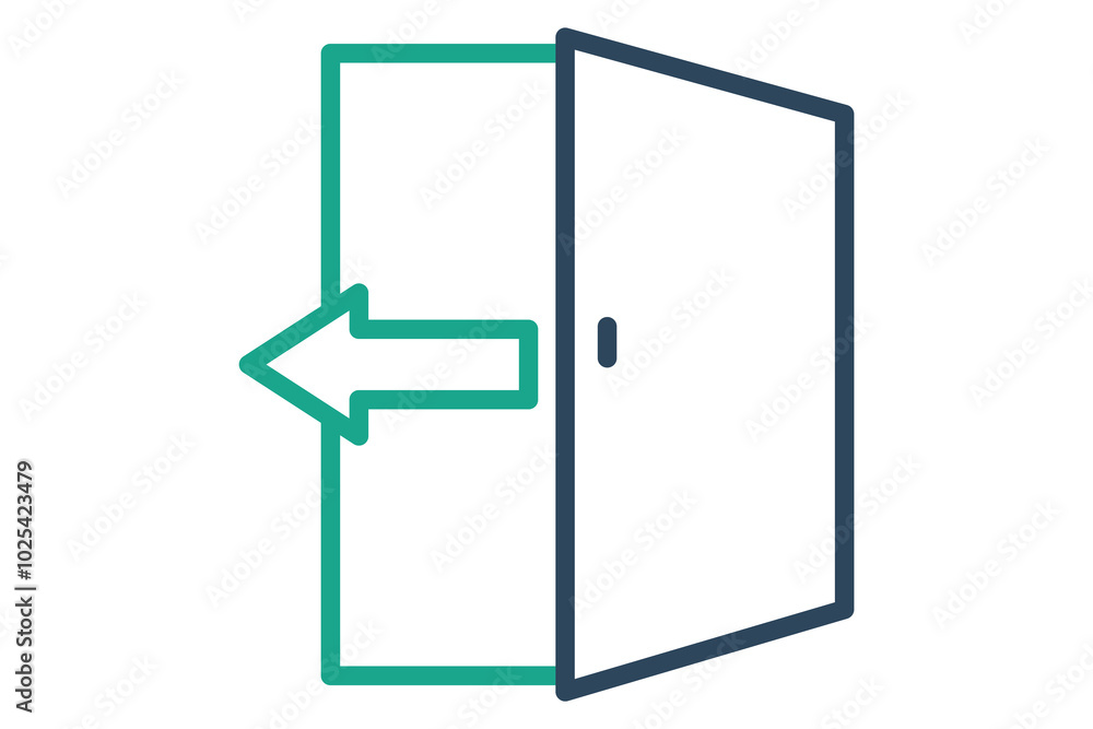 Poster exit icon. line icon style. open door with arrow. icon related to reception. hotel elements vector i