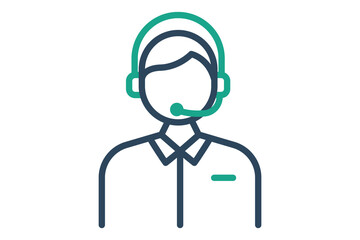 Fototapeta premium Assistance icon. line icon style. person with headphone. icon related to reception. hotel elements vector illustration