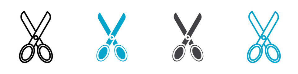 scissor icon Flat graphics set collection