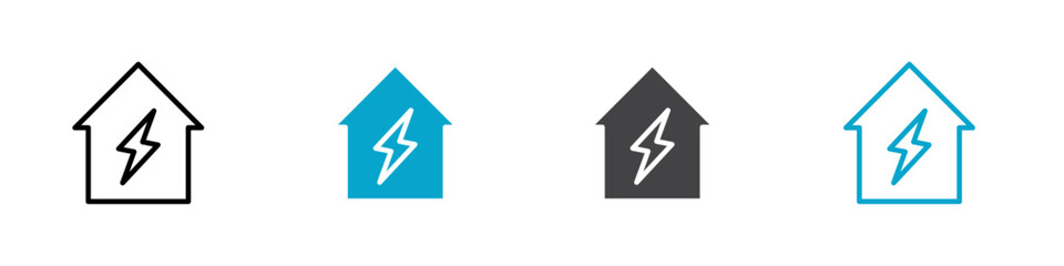 solar house icon Flat graphics set collection