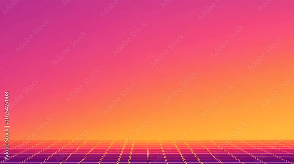 Poster Abstract gradient background with a retro futuristic style grid.