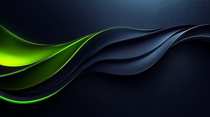 Obraz premium Abstract green and black wavy design.