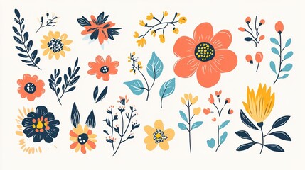 Obraz premium A vibrant illustration showcasing the essential elements of design through a flower, featuring shapes, lines, colors, textures, and space that create a harmonious composition.