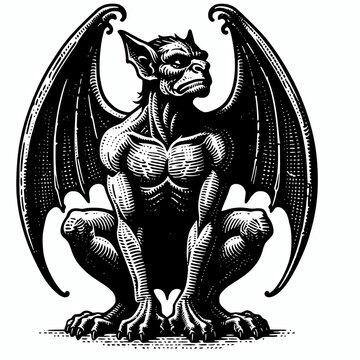 Vintage gargoyle vector art illustration