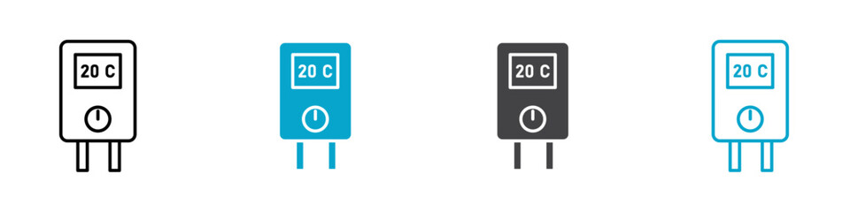 water heater icon Flat art in outline set