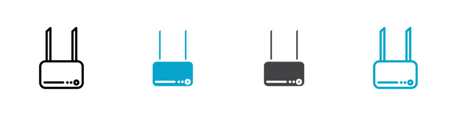 wifi router icon Flat art in outline set