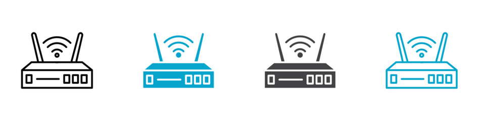 wifi router icon Flat art in outline set