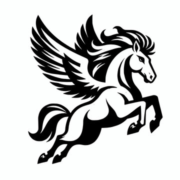 recommend clip art: Flying pegasus logo icon silhouette vector illustration, mythical horse clip art element graphic
