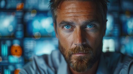 Intense Portrait of a Male Professional in Technology