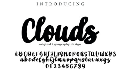 Clouds Font Stylish brush painted an uppercase vector letters, alphabet, typeface
