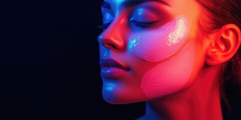 Stylized Portrait of a Woman with Glittering Face Paint