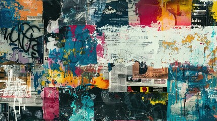 Fototapeta premium Abstract Backdrop Featuring Newspaper Clipping Collage
