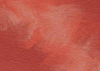 Fototapeta premium Abstract orange color and ivory brush stroke painting on paper background for decoration on Thai tea, summer, autumn and citrus fruit concept.