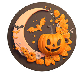 Halloween decorations on a white background 3d-rendering
