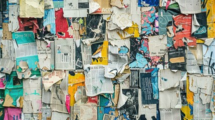 Fototapeta premium Energetic Grunge Scene Incorporating Newspaper Clippings