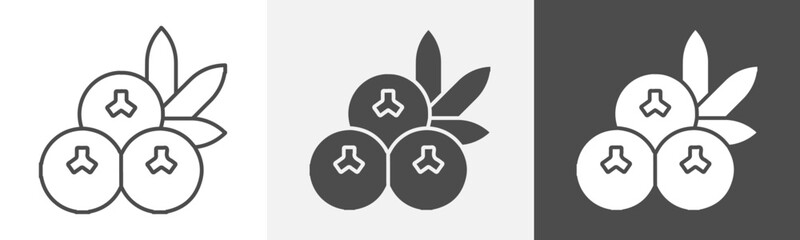 berry icon Flat art in outline set