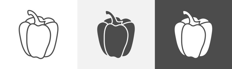 bell pepper icon Flat art in outline set