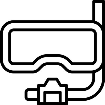 recommend clip art: Black and white outline icon of a scuba diving mask.