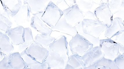 Obraz premium A close-up image of a pile of translucent ice cubes, glistening in the light. 