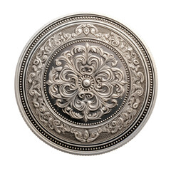 Intricately Detailed Silver Ornamental Plate Design