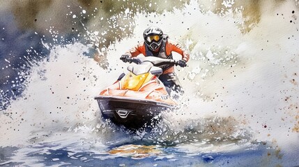 Fototapeta premium Jetski in water. Summer tropical sports.