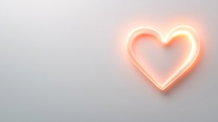 Radiant neon heart illuminates clean white background, representing love and passion in bold and modern design